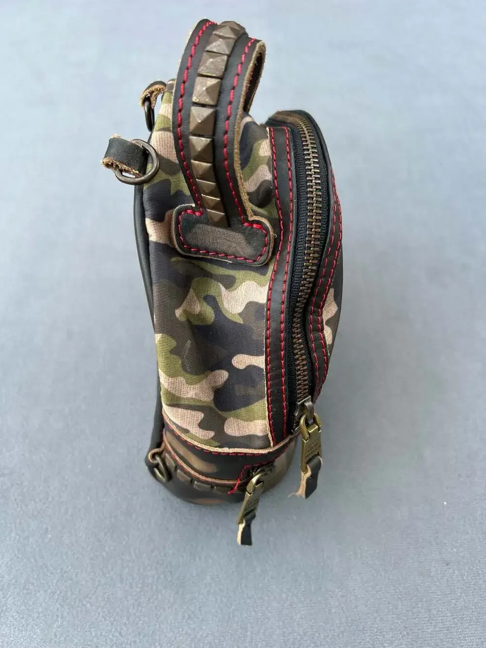 Steve Madden Margot Studded Camo and Leather Mini Backpack